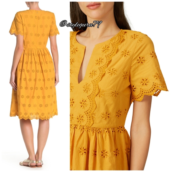 NWT, Madewell, Scalloped Eyelet Midi Dress - Picture 2 of 2